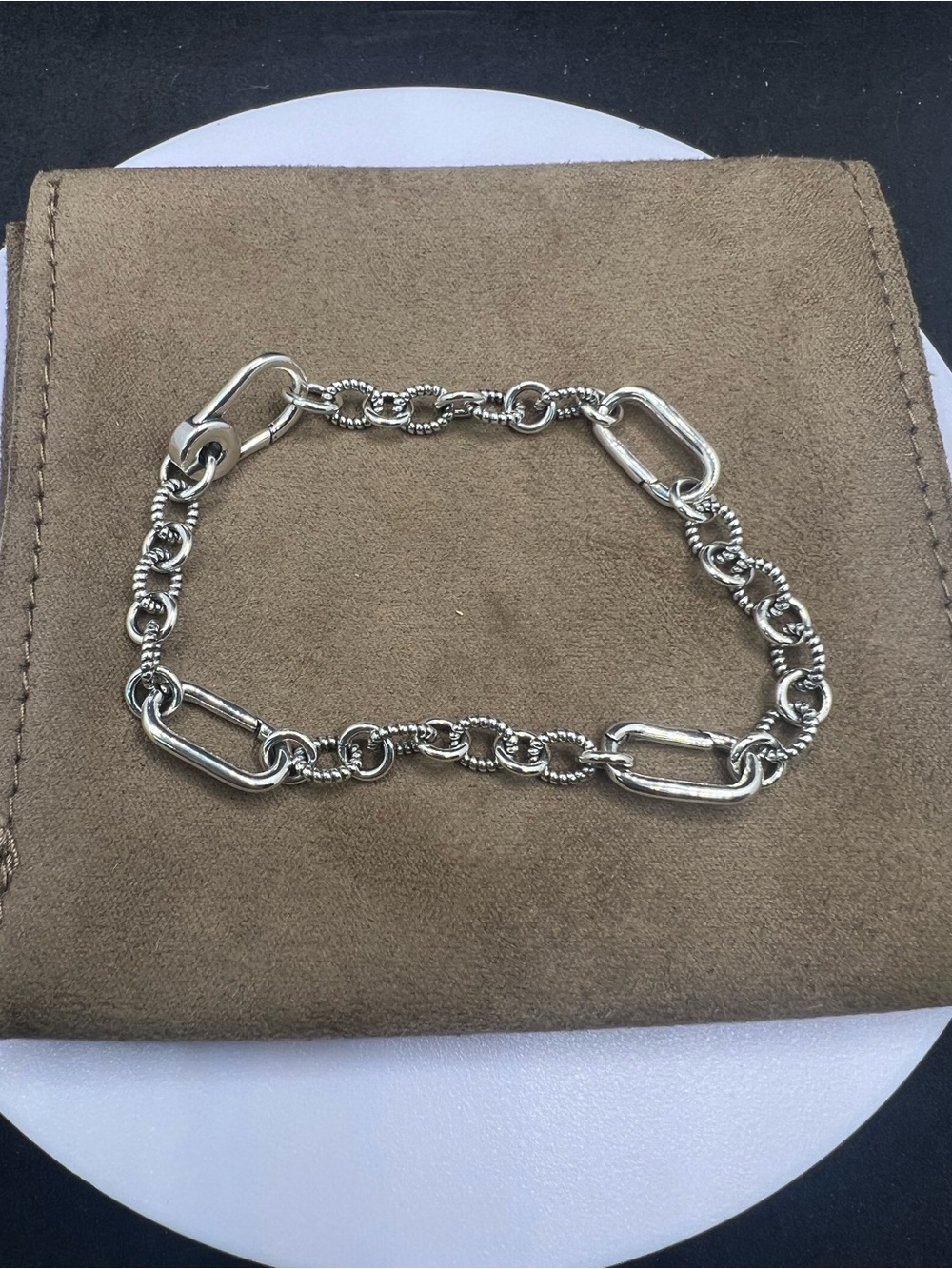 Silver Tone Mixed Link Bracelet - charm bracelet
